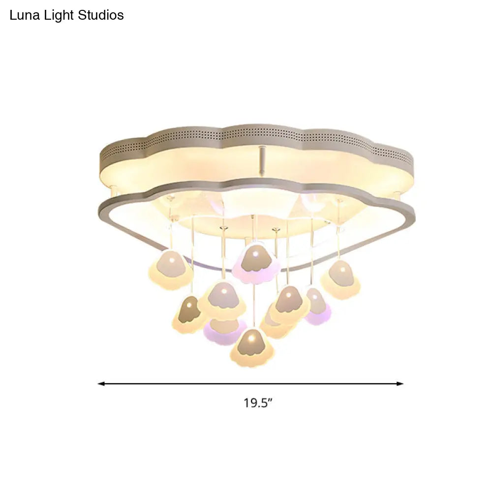 Kid’s Bedroom Ceiling Lamp: Modern Shell Shape White Acrylic Led Flush Light