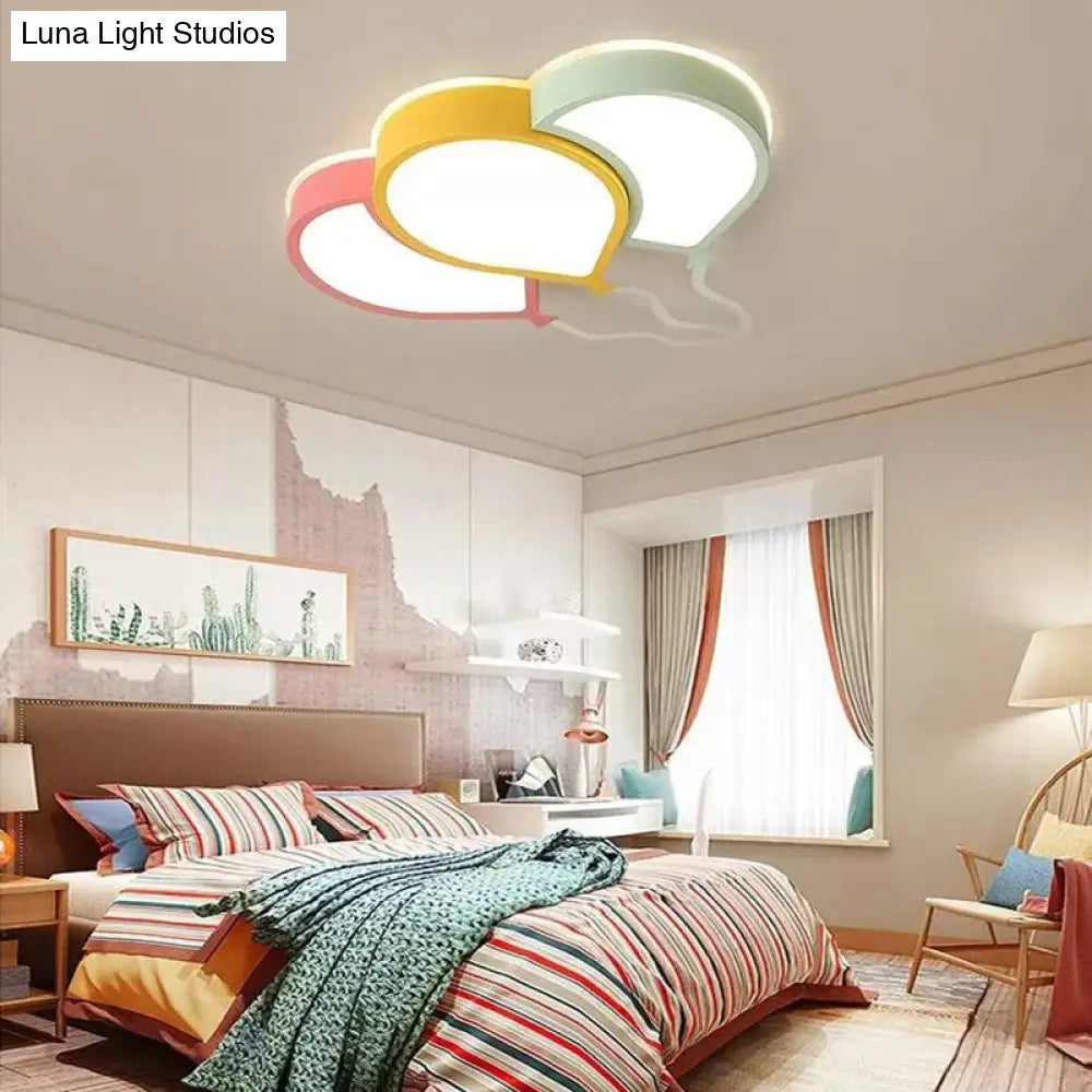 Kids Bedroom Led Ceiling Lamp In Macaron Loft Style - Acrylic Flat Balloon Design