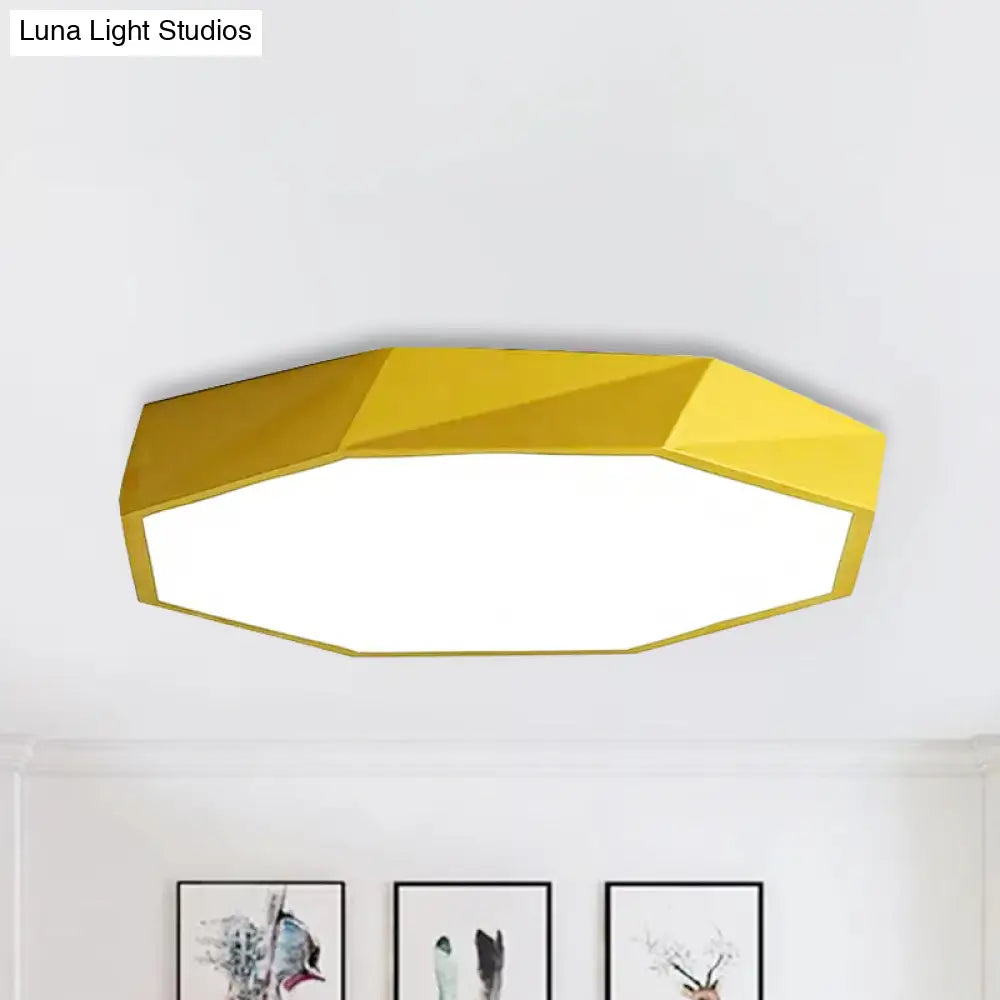 Kids Bedroom Led Ceiling Light - Acrylic Octagon Flush Mount With Macaron Candy Colors