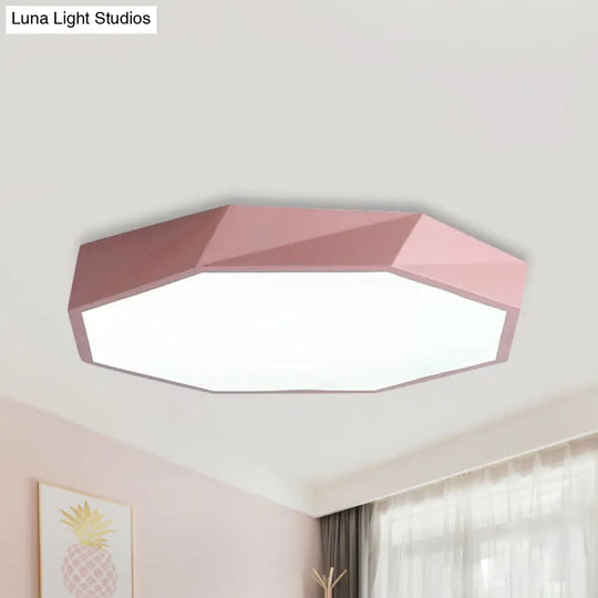 Kid’s Bedroom Led Ceiling Light - Acrylic Octagon Flush Mount With Macaron Candy Colors