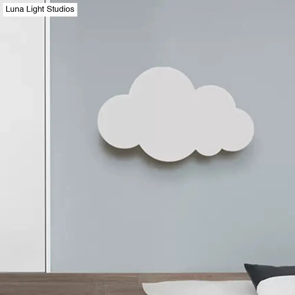 Kids Bedroom Led Wall Sconce - Plastic Cloud Design Slim & Modern White