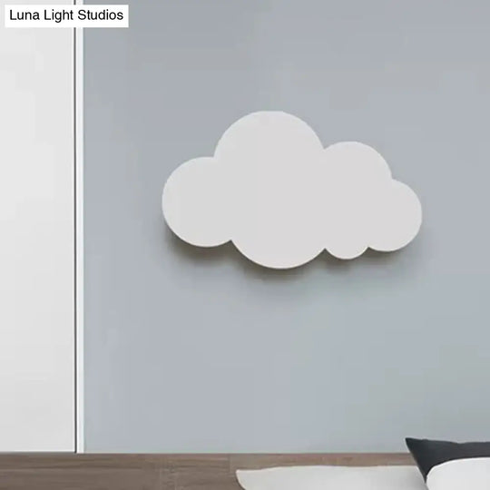 Kids Bedroom Led Wall Sconce - Plastic Cloud Design Slim & Modern White