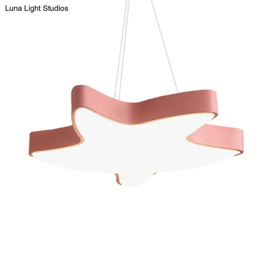 Kids Bedroom Pendant Ceiling Light - Asteroidea Led Hanging Lamp In Macaron Acrylic Pink/Yellow/Blue