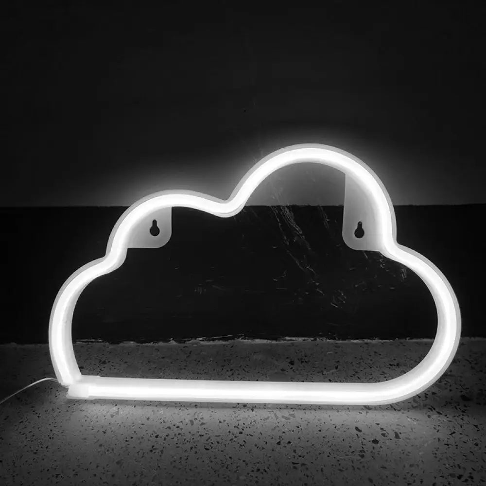 Kids Bedroom Plastic Cloud Wall Light - White Led Night Lighting Idea / Battery