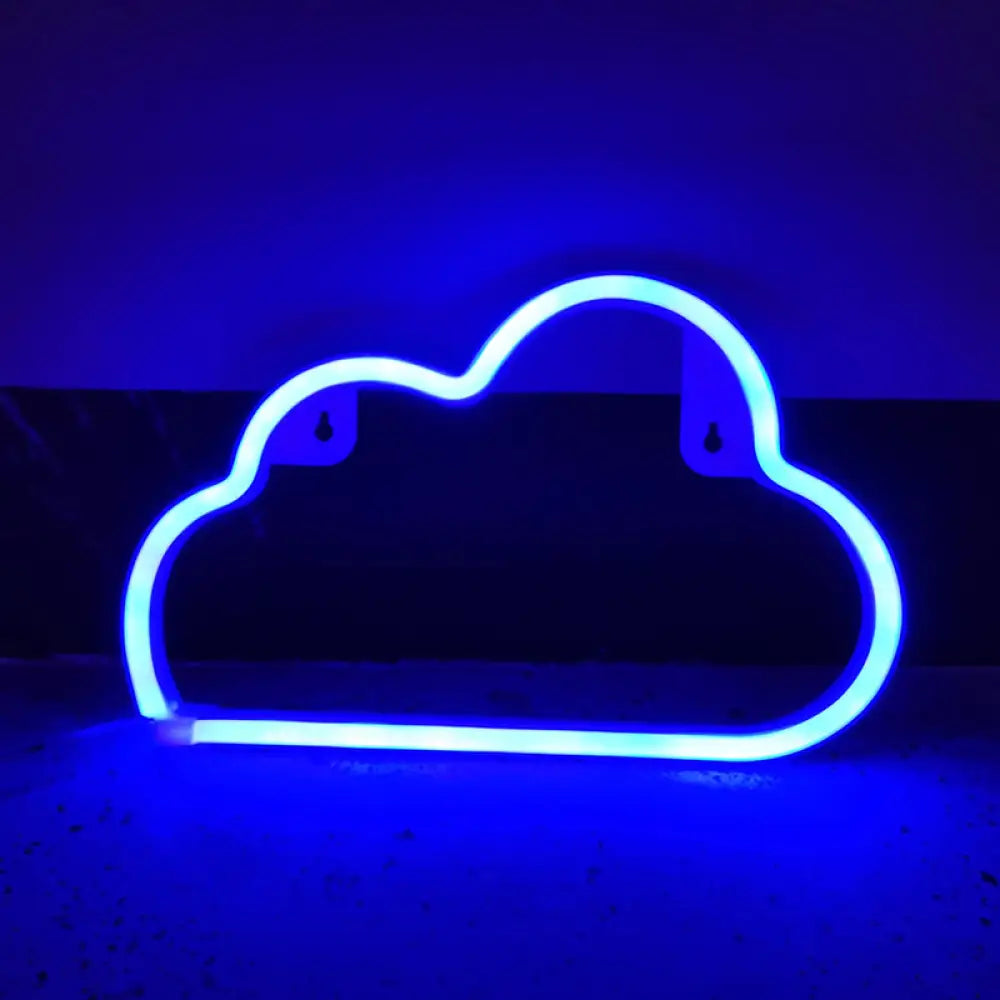 Kids Bedroom Plastic Cloud Wall Light - White Led Night Lighting Idea / Battery Blue