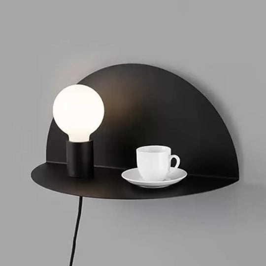 Kids Bedroom Wall Light - Nordic Style Open Bulb Sconce Black