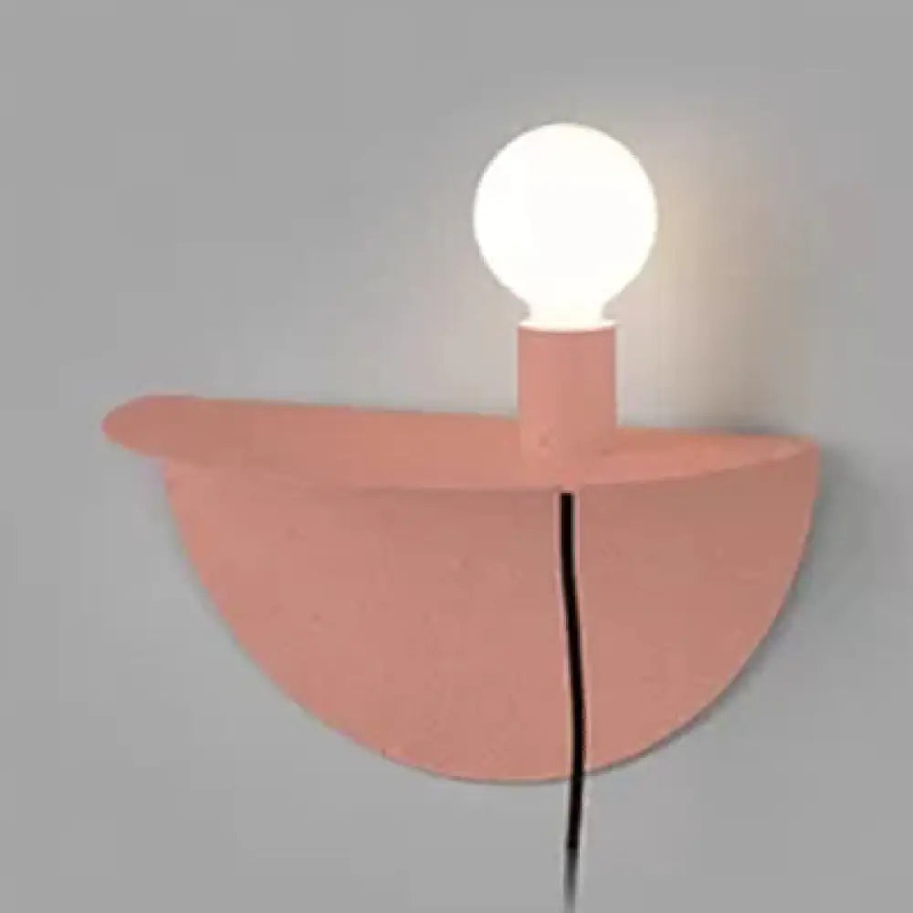 Kids Bedroom Wall Light - Nordic Style Open Bulb Sconce Pink