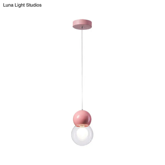 Kids Bedside Pendulum Light - Gourd Shape Milky Glass Macaron Ceiling Pendant Pink/Yellow/Blue