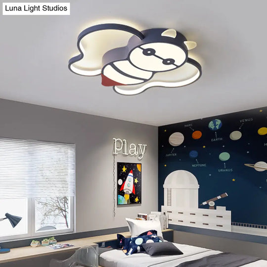 Kids Bee Design Led Ceiling Lamp - Blue Flush Mount Lighting For Childrens Room Acrylic Warm/White