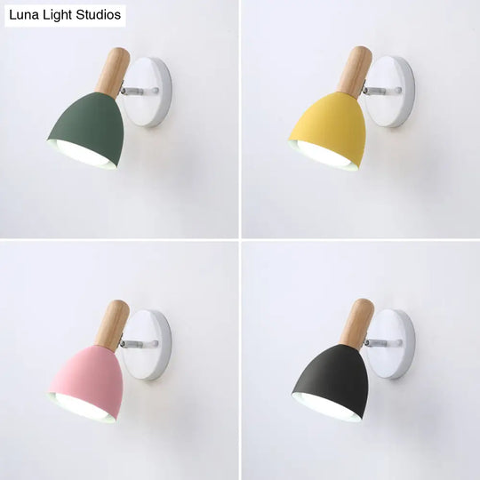 Kids Bell Shaped Sconce Wall Lamp With Pivot Joint - Metal 1-Bulb Bedroom Reading