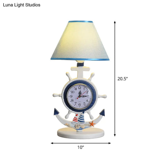 Kids Blue Desk Lamp With Clock Design - 1 Bulb Bedchamber Table Light

(Shorter Title While Still