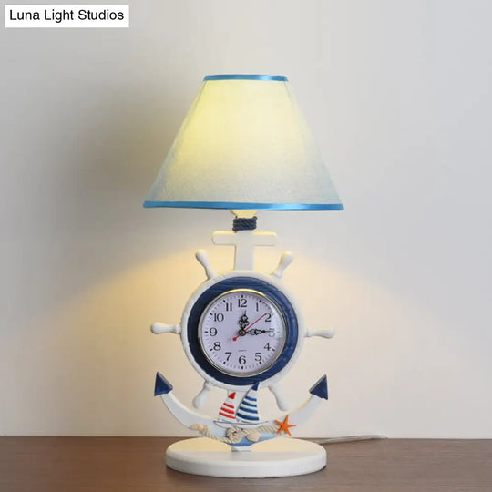 Kids Blue Desk Lamp With Clock Design - 1 Bulb Bedchamber Table Light

(Shorter Title While Still