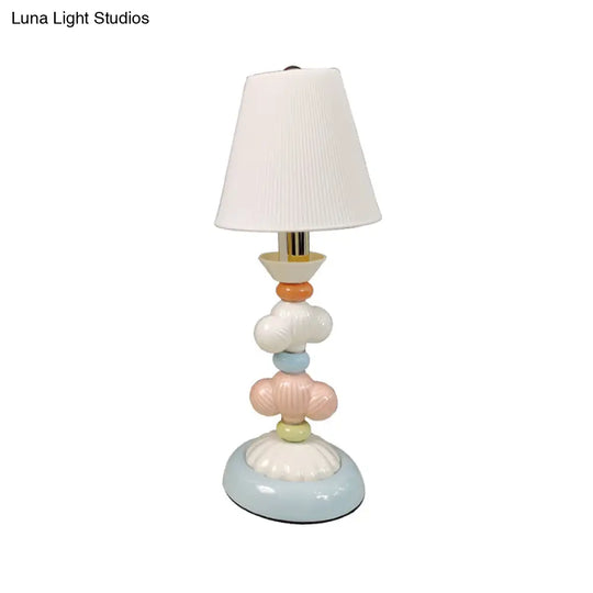 Kids Book Light - Fabric Conical Table Lamp With Ceramic Base (White)