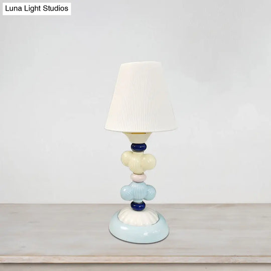 Kids Book Light - Fabric Conical Table Lamp With Ceramic Base (White)