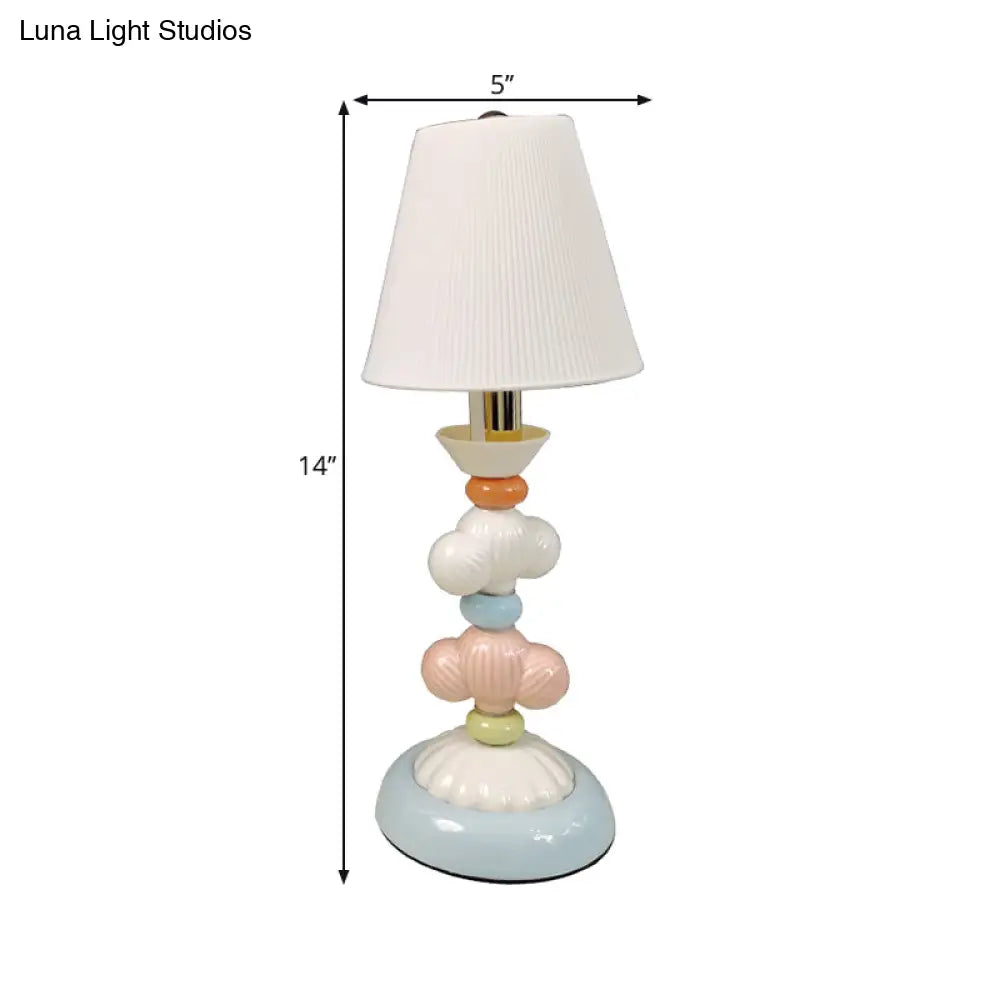 Kids Book Light - Fabric Conical Table Lamp With Ceramic Base (White)