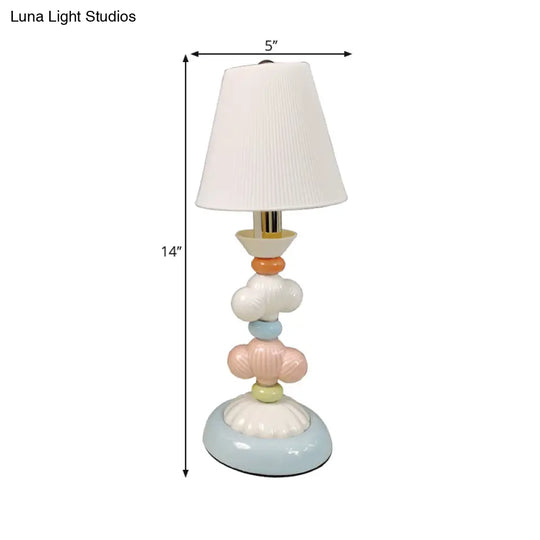 Kids Book Light - Fabric Conical Table Lamp With Ceramic Base (White)