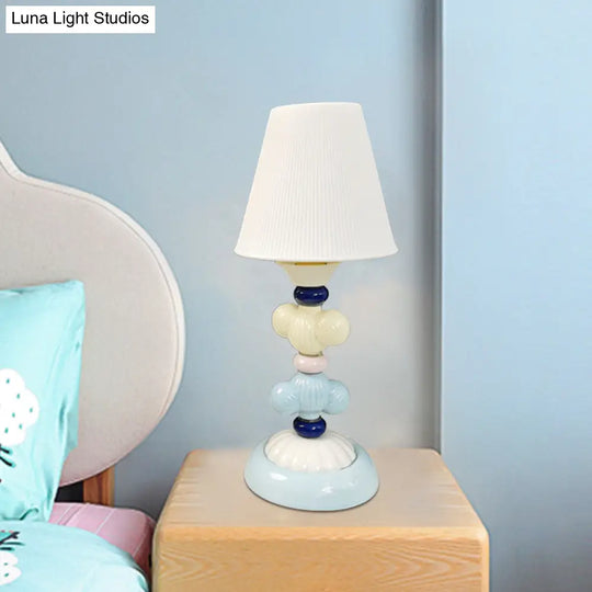 Kids Book Light - Fabric Conical Table Lamp With Ceramic Base (White)