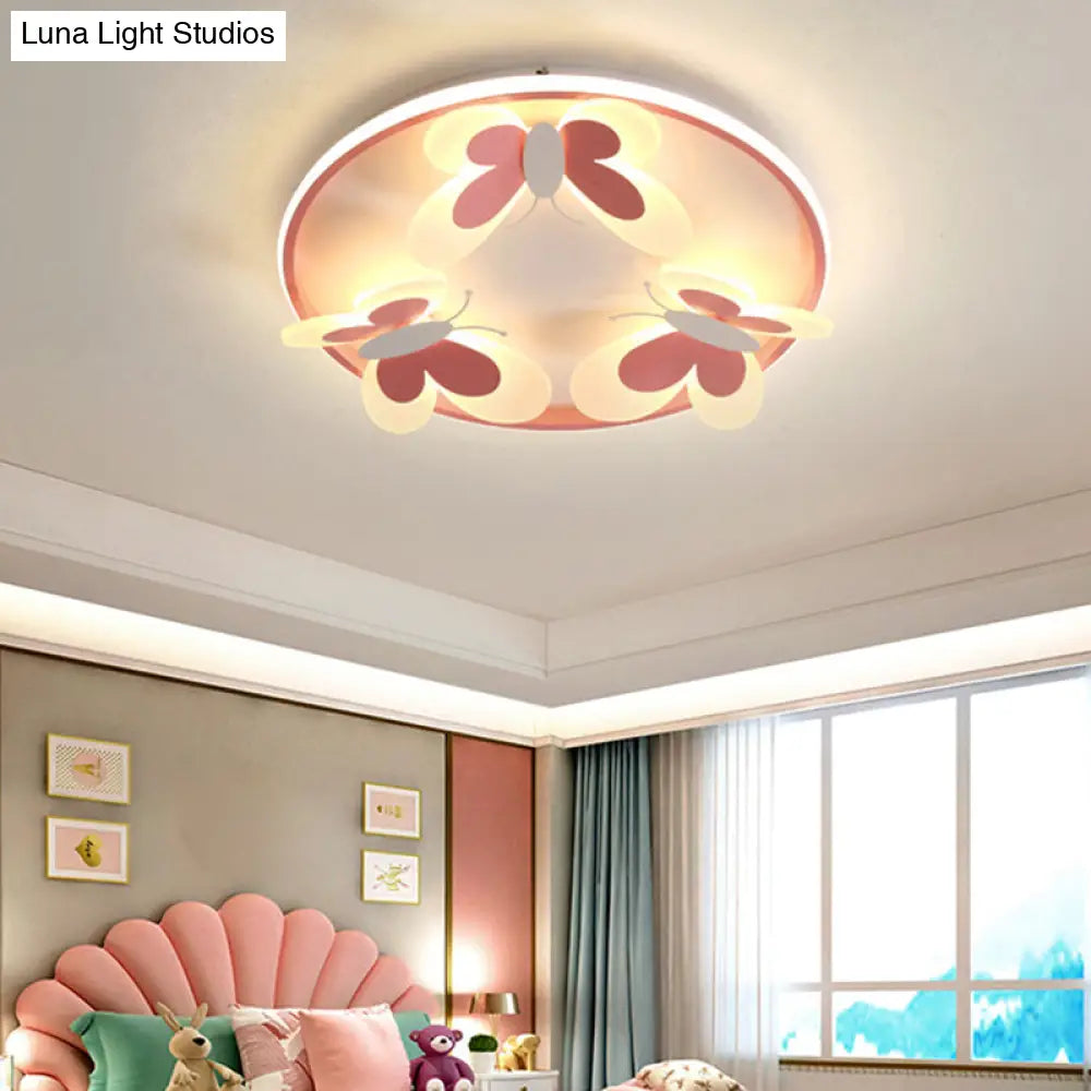 Kid’s Butterfly Acrylic Flush Mount Ceiling Light For Bedroom