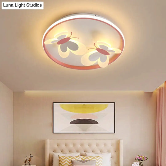 Kids Butterfly Acrylic Flush Mount Ceiling Light For Bedroom