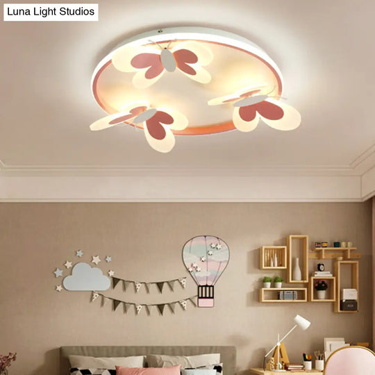 Kids Butterfly Acrylic Flush Mount Ceiling Light For Bedroom