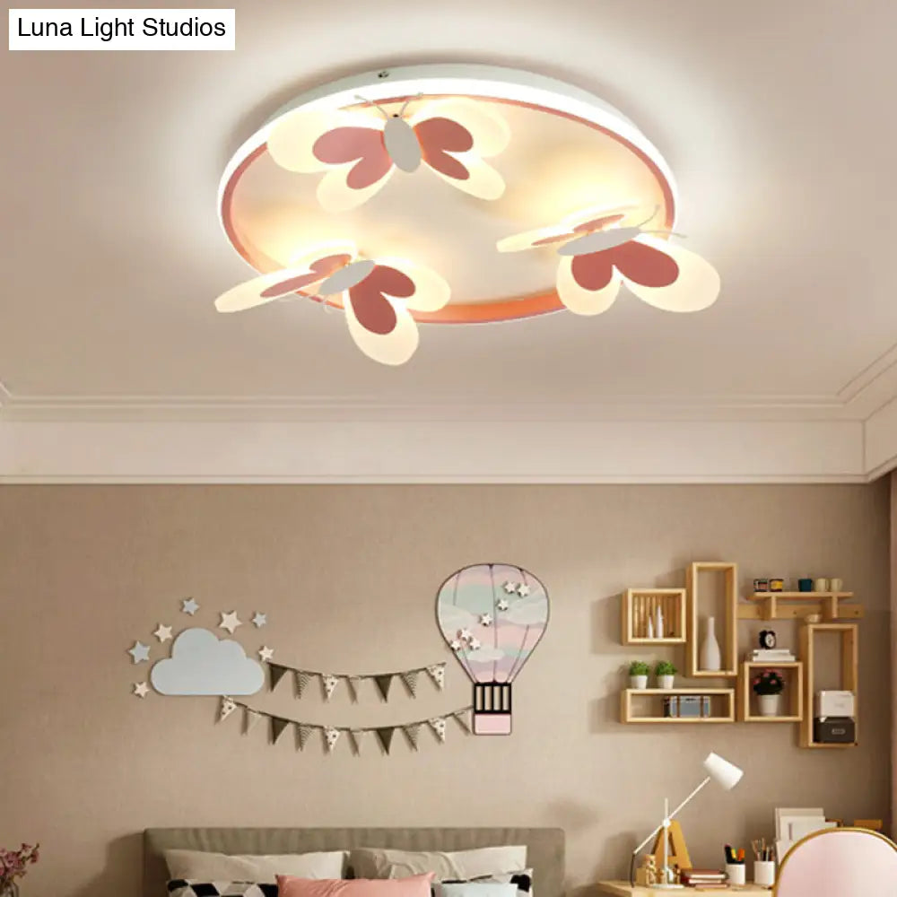 Kid’s Butterfly Acrylic Flush Mount Ceiling Light For Bedroom