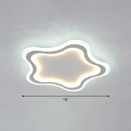 Kids’ Cartoon Acrylic Led Flushmount Ceiling Light With White Pentacle Design / 16’ Inner Warm Outer