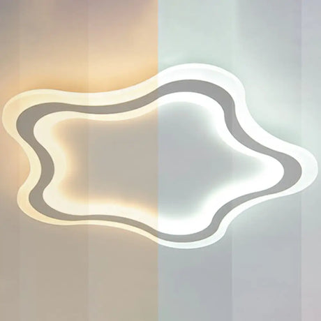 Kids’ Cartoon Acrylic Led Flushmount Ceiling Light With White Pentacle Design / 16’ Remote