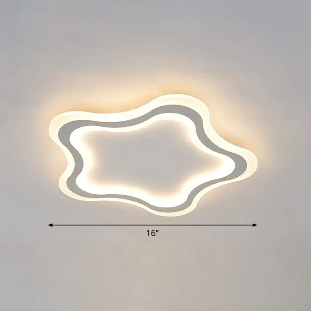 Kids’ Cartoon Acrylic Led Flushmount Ceiling Light With White Pentacle Design / 16’ Warm