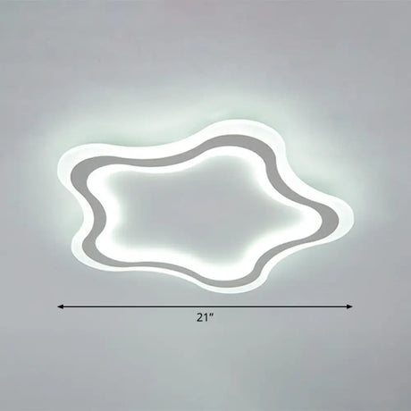 Kids’ Cartoon Acrylic Led Flushmount Ceiling Light With White Pentacle Design / 21’