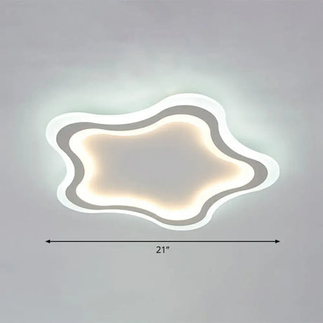 Kids’ Cartoon Acrylic Led Flushmount Ceiling Light With White Pentacle Design / 21’ Inner Warm Outer