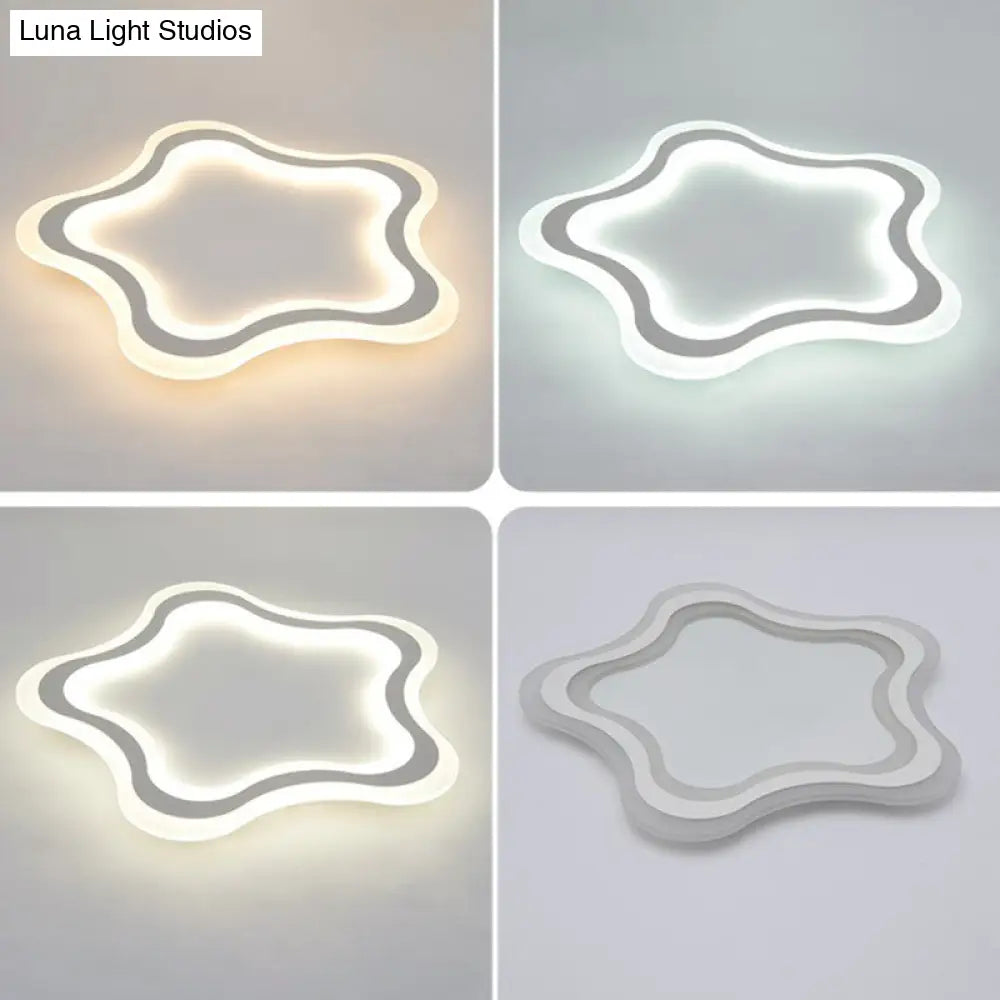 Kids’ Cartoon Acrylic Led Flushmount Ceiling Light With White Pentacle Design