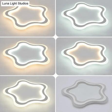 Kids’ Cartoon Acrylic Led Flushmount Ceiling Light With White Pentacle Design