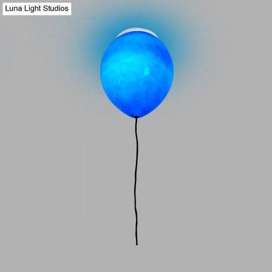 Kids Cartoon Balloon Glass Flush Mount Ceiling Light Fixture For Bedroom Blue / 6