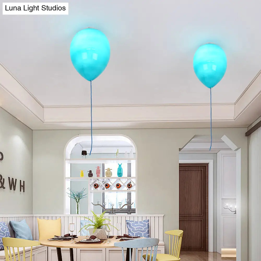 Kids Cartoon Balloon Glass Flush Mount Ceiling Light Fixture For Bedroom
