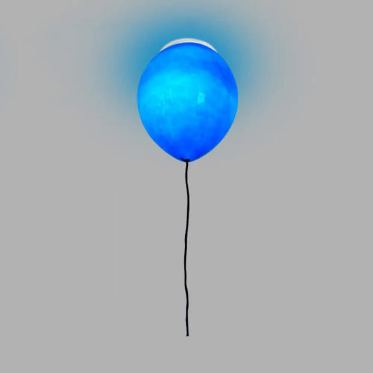 Kid’s Cartoon Balloon Glass Flush Mount Ceiling Light Fixture For Bedroom Blue / 6’