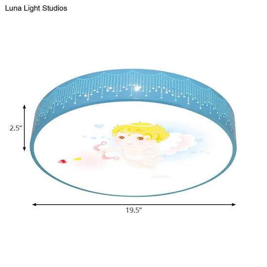 Kids Cartoon Circle Ceiling Light - Flush Acrylic Fixture