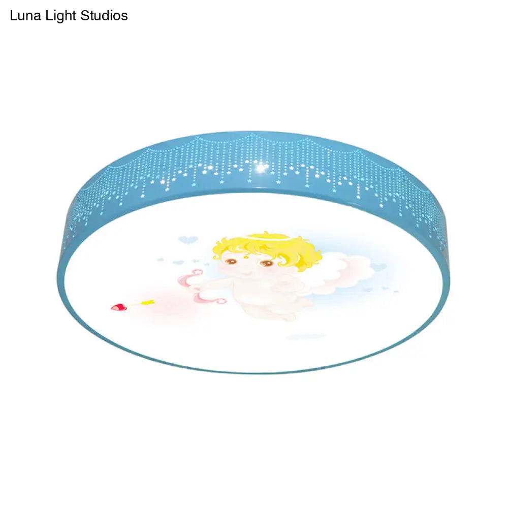 Kids Cartoon Circle Ceiling Light - Flush Acrylic Fixture