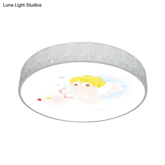 Kids Cartoon Circle Ceiling Light - Flush Acrylic Fixture