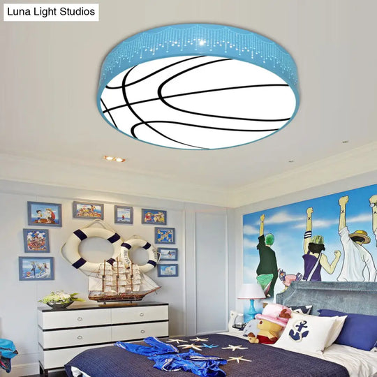 Kids Cartoon Circle Ceiling Light - Flush Acrylic Fixture Blue / White A