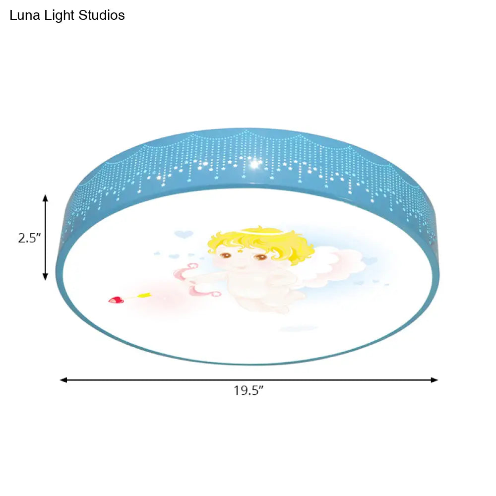 Kid’s Cartoon Circle Ceiling Light - Flush Acrylic Fixture