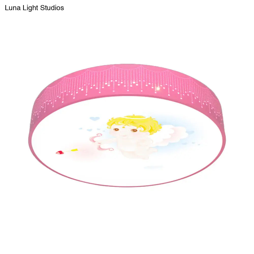 Kid’s Cartoon Circle Ceiling Light - Flush Acrylic Fixture