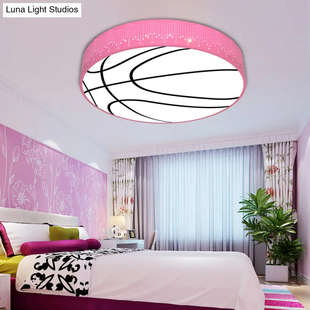 Kids Cartoon Circle Ceiling Light - Flush Acrylic Fixture Pink / Third Gear A