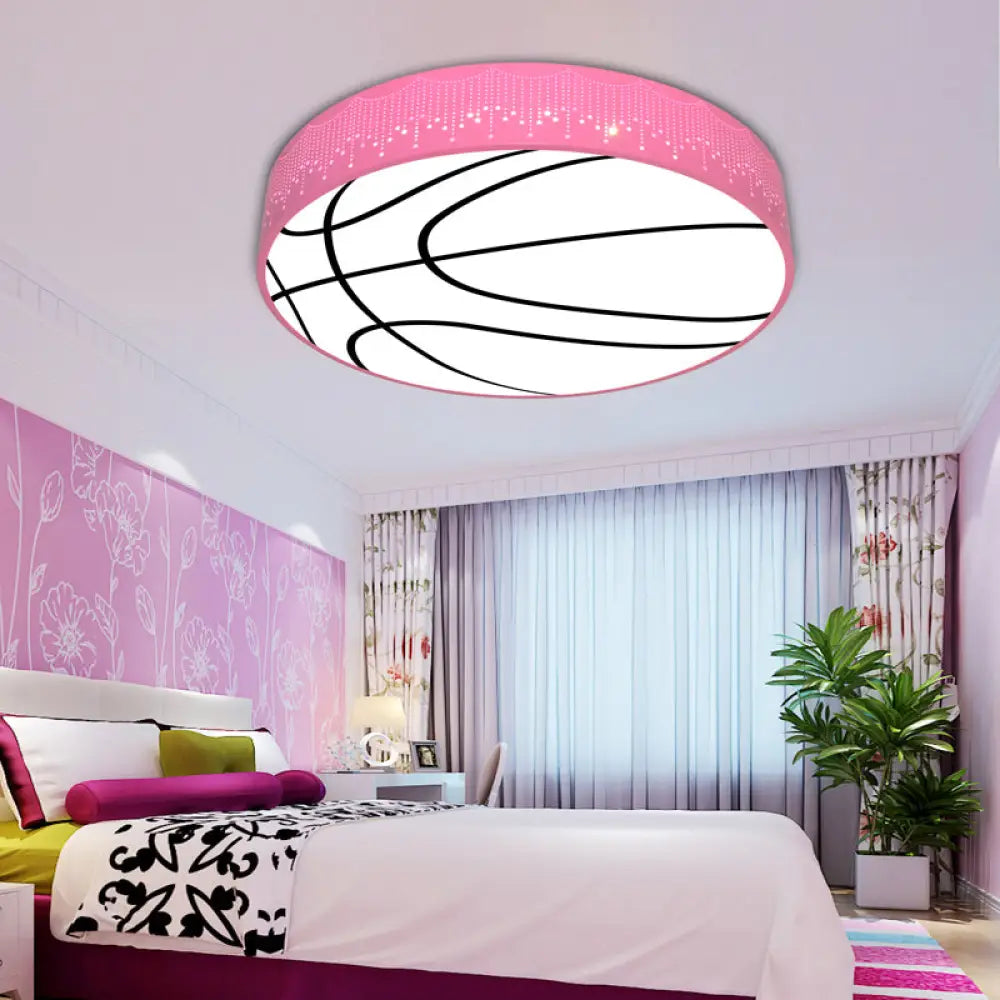 Kid’s Cartoon Circle Ceiling Light - Flush Acrylic Fixture Pink / Third Gear A