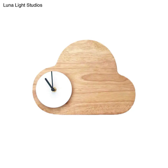 Kids Cartoon Cloud Led Wood Flush Mount Wall Sconce Light With Clock - Black/White Warm/White