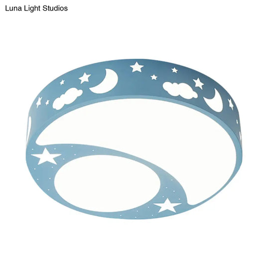 Kid’s Cartoon Led Ceiling Light With Moon Acrylic Fixture - Perfect For Bedrooms