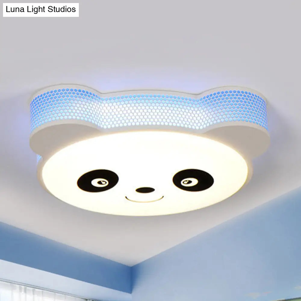 Kids’ Cartoon Panda Flush Mount Ceiling Light - Acrylic Fixture For Kindergarten