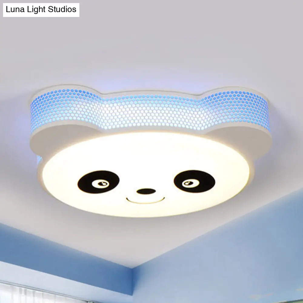 Kids Cartoon Panda Flush Mount Ceiling Light - Acrylic Fixture For Kindergarten