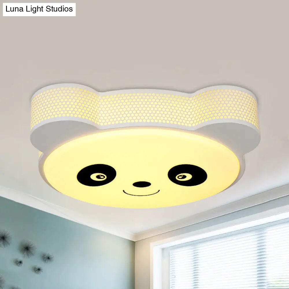 Kids Cartoon Panda Flush Mount Ceiling Light - Acrylic Fixture For Kindergarten