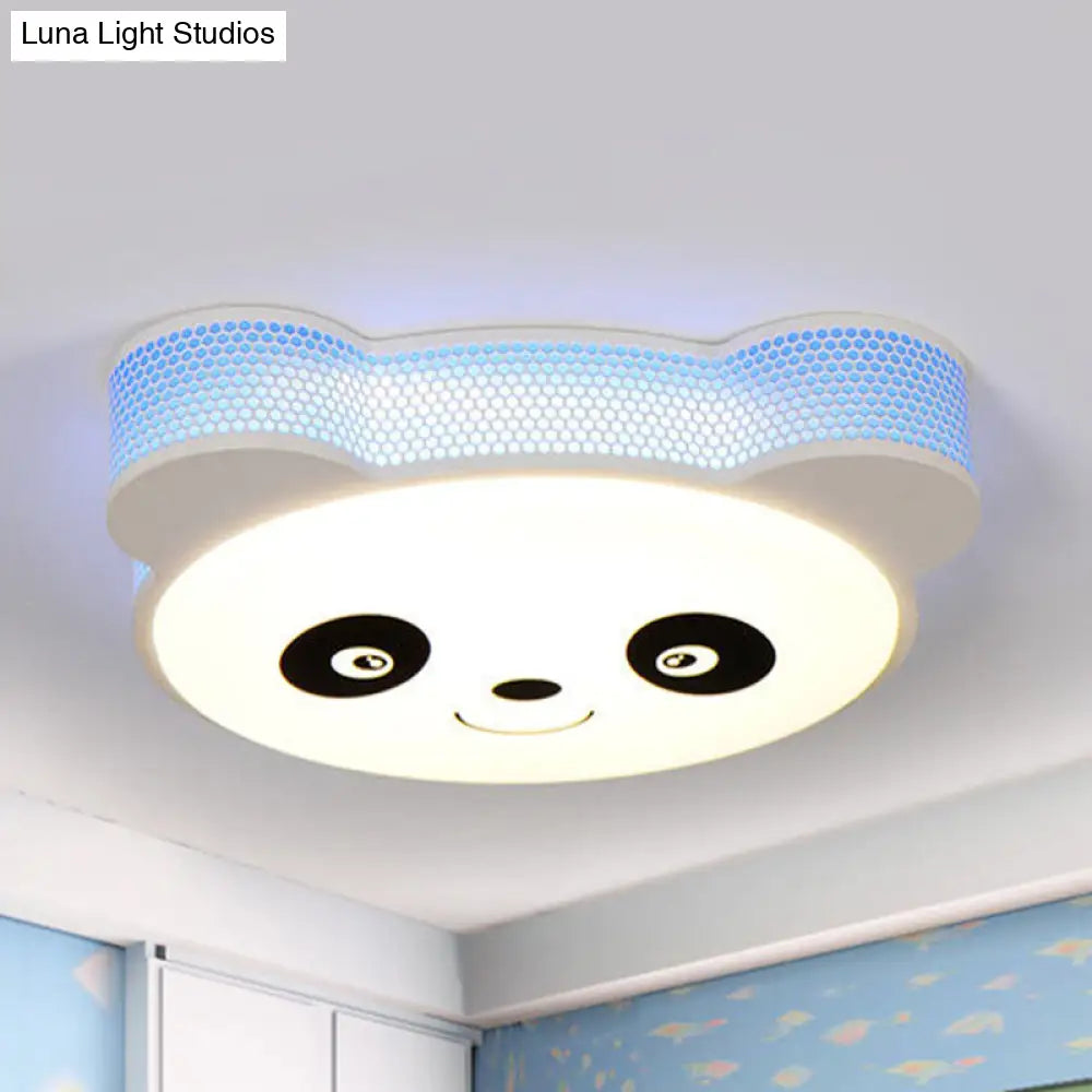 Kids Cartoon Panda Flush Mount Ceiling Light - Acrylic Fixture For Kindergarten