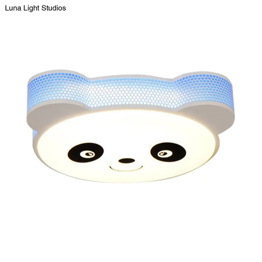 Kids Cartoon Panda Flush Mount Ceiling Light - Acrylic Fixture For Kindergarten